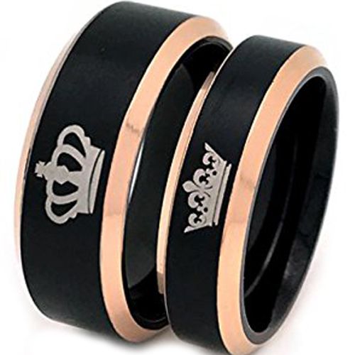 King and Queen Wedding Rings His and Her Matching Couple Set