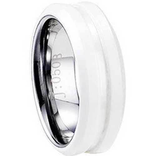 (Wholesale)Tungsten Carbide Ring With White Ceramic - TG1283